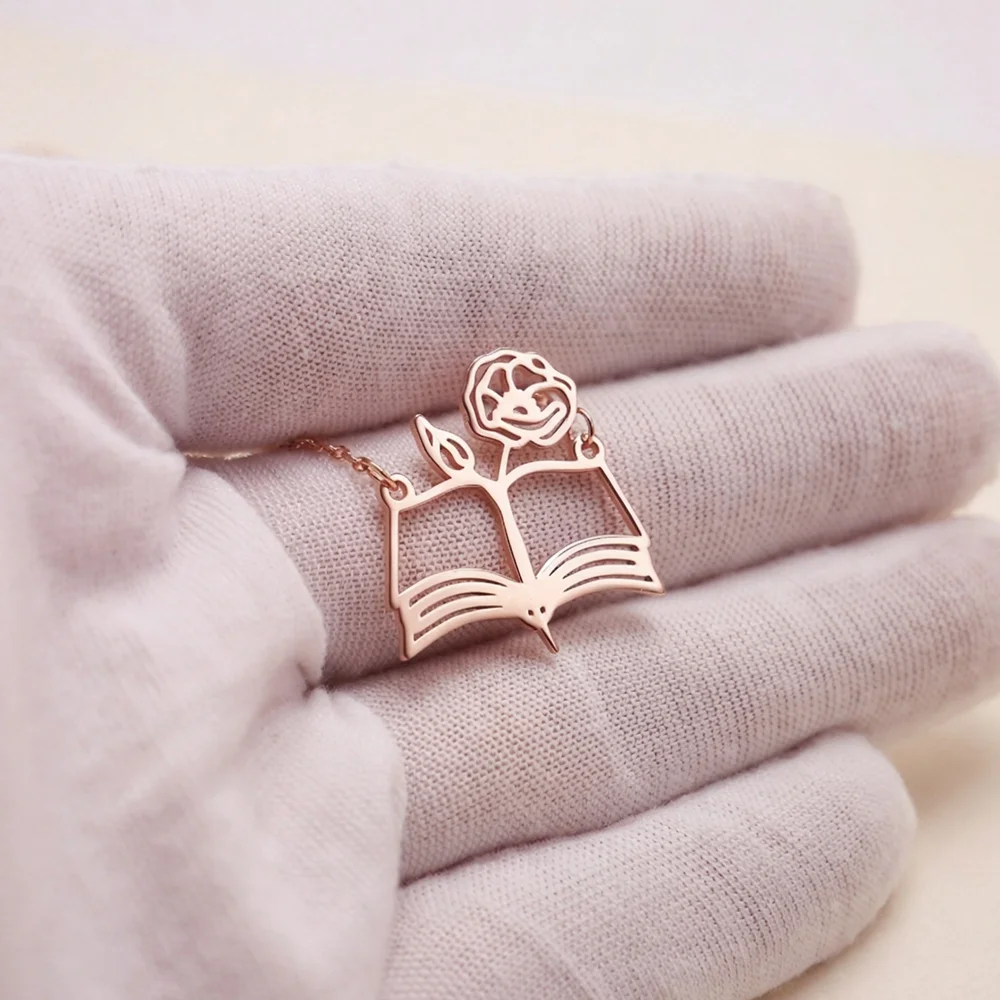 Custom Birth‑Flower Open Book  - Birth Flower Necklace review and price