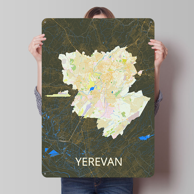 Yerevan City Map Tinplate Post - Custom Map Poster review and price