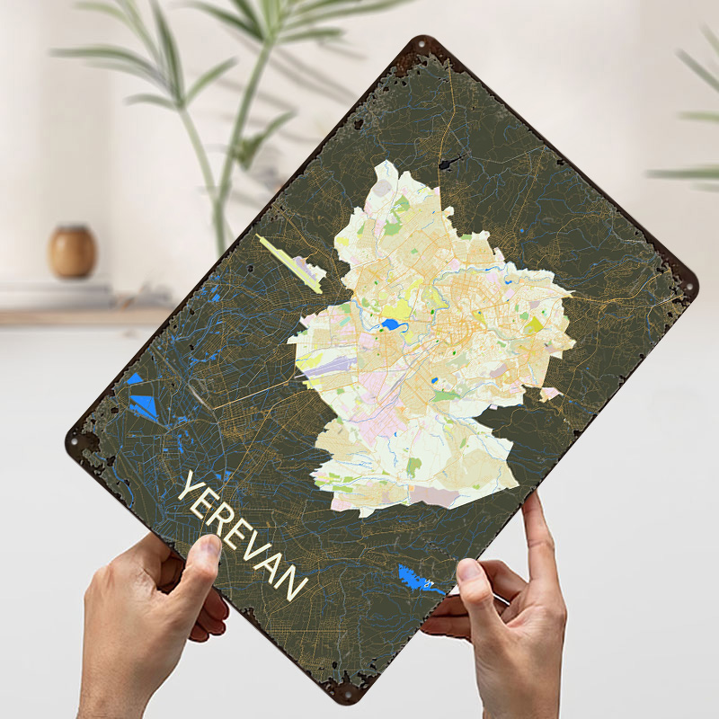 Yerevan City Map Tinplate Post - Custom Map Poster review and price