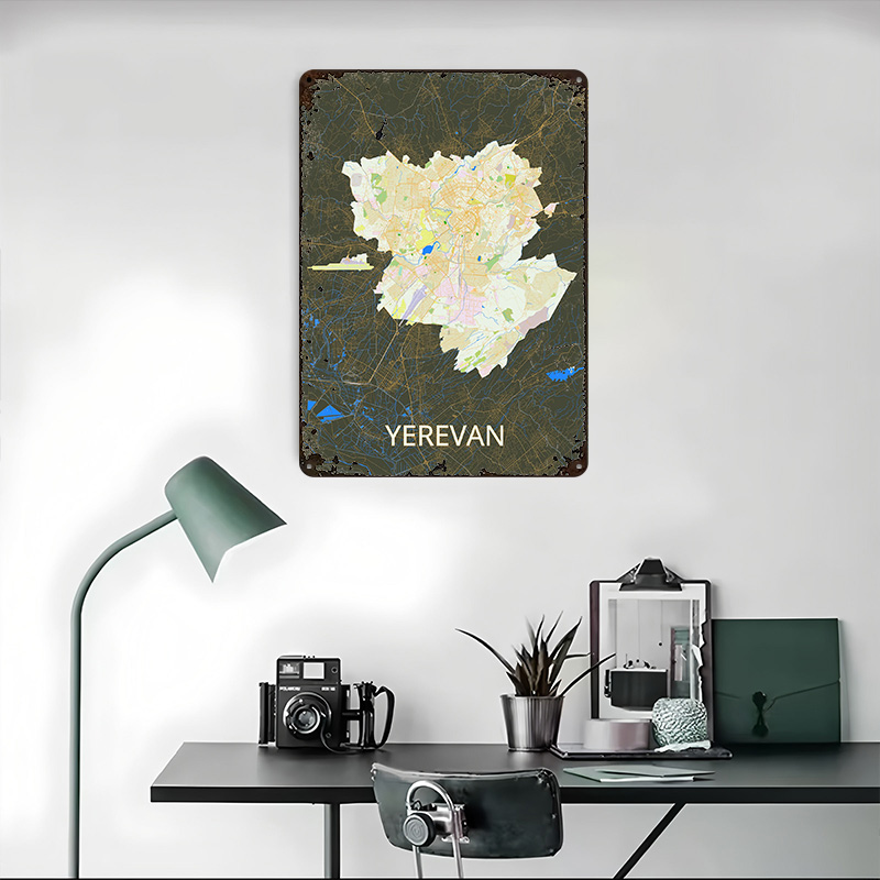 Yerevan City Map Tinplate Post - Custom Map Poster review and price